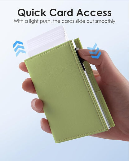 QLD RFID Wallet Women - Small Slim Trifold Wallet Anti-Theft Pop up Card Holder, Minimalist, Ultra Thin, Front Pocket, Premium Leather, 9-11 Cards Capacity | ID Window | Cash Slot
