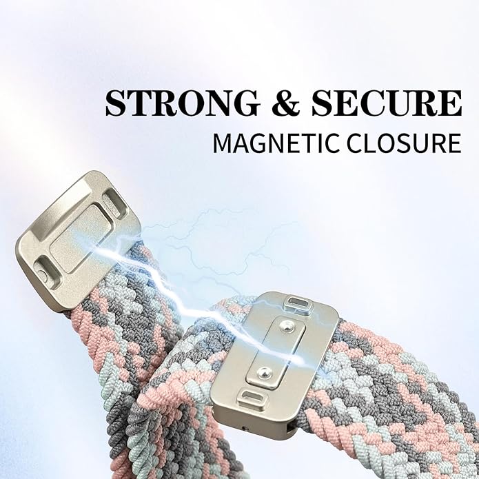 20mm Magnetic Braided Nylon Band Compatible With Garmin Vivoactive 6/Vivoactive 5/3/3 Music Watch Bands, Quick Release Stretchy Strap Replacement for Venu Sq 2/Forerunner 55/165/245/645