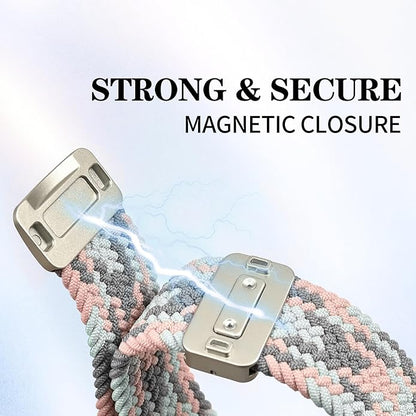 20mm Magnetic Braided Nylon Band Compatible With Garmin Vivoactive 6/Vivoactive 5/3/3 Music Watch Bands, Quick Release Stretchy Strap Replacement for Venu Sq 2/Forerunner 55/165/245/645
