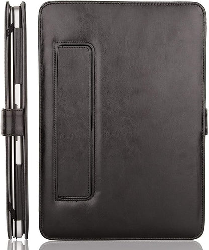 MOSISO Case Compatible with MacBook Air 13.6 inch M4 M3 M2 2025-2022 /Air 13 M1 2022-2018 /Pro 13 inch M2 M1 2025-2016, PU Leather Portfolio Protective Stand Cover, Black