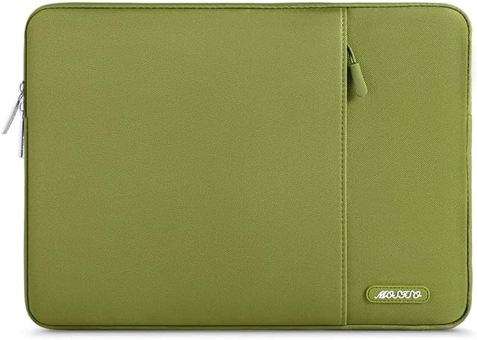 MOSISO Laptop Case 16 inch, 15-15.6 inch Laptop Sleeve Compatible with MacBook Pro 16 M5 M4 M3 M2 M1, HP Acer Dell Lenovo ASUS, Polyester Vertical Computer Sleeve Bag with Pocket, Chartreuse