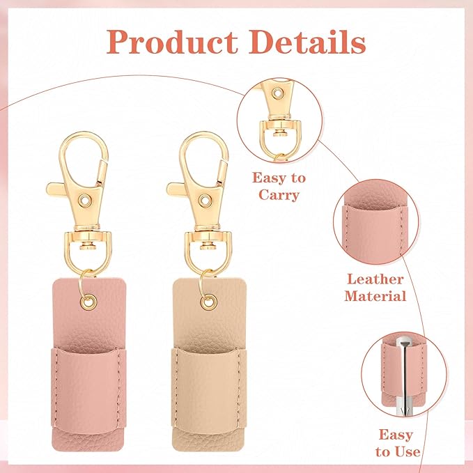 8 PCS Portable Pen Holder Set, 4 Leather Lanyard Pen Holders and 4 Retractable Silicone Pen Clips for Badge Reels, Notebooks and Lanyards - Ideal for Nurses, Teachers and Office