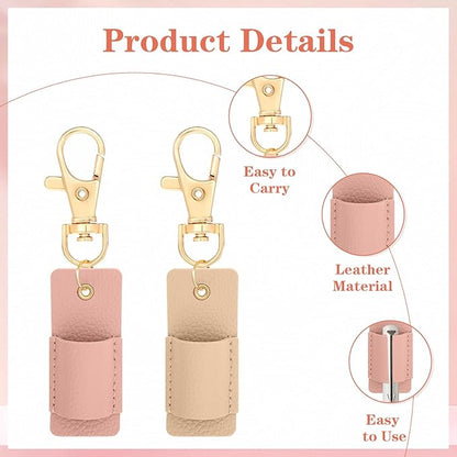 8 PCS Portable Pen Holder Set, 4 Leather Lanyard Pen Holders and 4 Retractable Silicone Pen Clips for Badge Reels, Notebooks and Lanyards - Ideal for Nurses, Teachers and Office