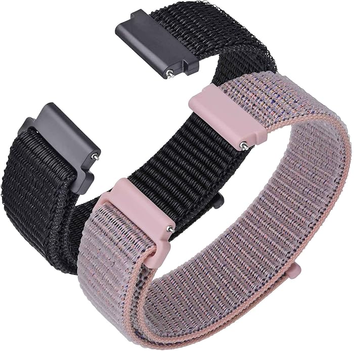ANNEFIT Nylon Sport Loop Watch Bands, 2 Packs Quick Release Adjustable Strap 16mm 18mm 19mm 20mm 21mm 22mm 24mm