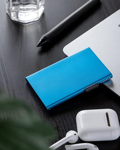 VULKIT Minimalist Credit Card Holder Pop Up Cards RFID Protection Slim Metal Wallet