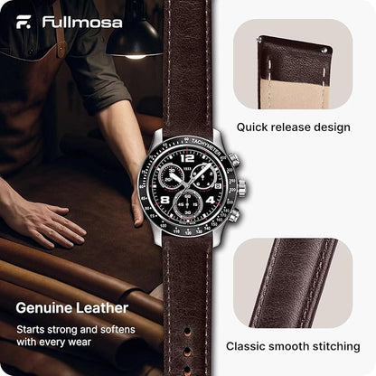 Fullmosa Watch Band, Quick Release Leather Watch Strap for Men Women, Replacement Bands Width 12mm 14mm 16mm 18mm 19mm 20mm 21mm 22mm 24mm
