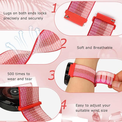 24mm Nylon Sport Quick Release Watch Band Compatible with Garmin Venu X1/TicWatch Altas/TicWatch Pro 5/Pro 5 Enduro/COROS Nomad/iTouch AIR 4 41mm 46mm/AIR 3 44mm/Suunto 9/9 Baro/9 Titanium