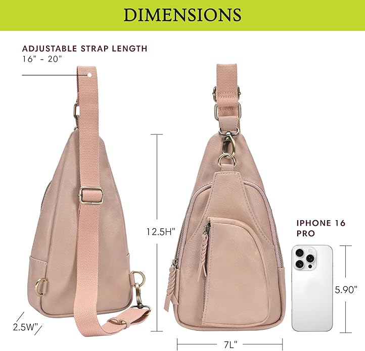MMS Brands Antik Kraft Tasha Crossbody Sling | Vegan Leather Crossbody Bag for Women with 16-20" Strap | Sling Bags for Women