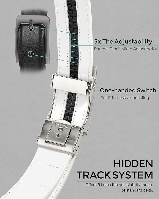 MILORDE Men's Leather Ratchet Belt - 35mm - Customizable Fit