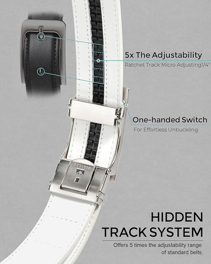 MILORDE Men's Leather Ratchet Belt - 35mm - Customizable Fit