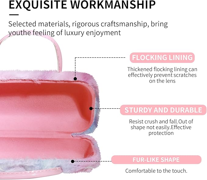 PERFECTSIGHT Hard Shell Eyeglasses Case, PU Leather Protective Glasses Case, Cute Eyeglass Case for Women Men Girls