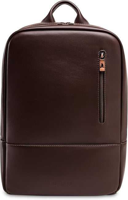 Nordweg Nomad Leather Laptop Backpack NW089A – Lightweight Daypack for Work & Travel – Fits Laptops up to 15.6” (Brown)