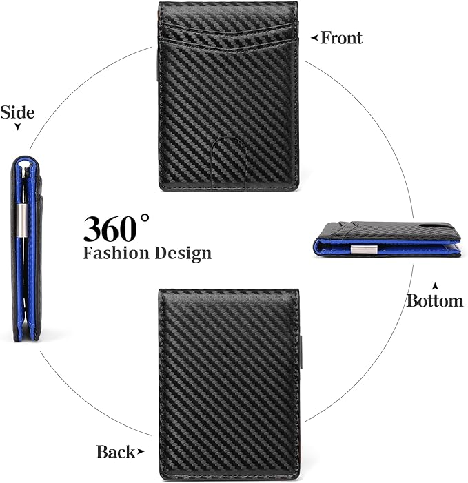 Slim Wallet for Men Bifold RFID Blocking Front Pockets Wallet Credit Card Holder Minimalist Leather Money Clip Mens Wallet with 12 card Slots
