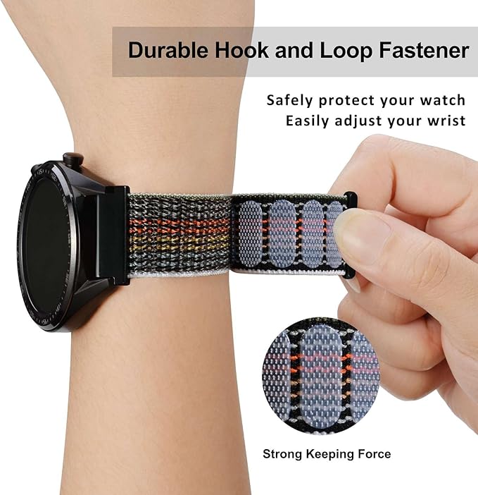 WOCCI 20mm Adjustable Nylon Watch Band, Quick Release Sport Loop Strap (Midnight)