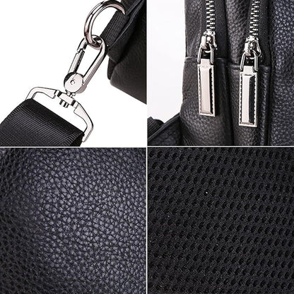 Hebetag Leather Sling Bag Crossbody Backpack for Men Women Travel Outdoor Camping