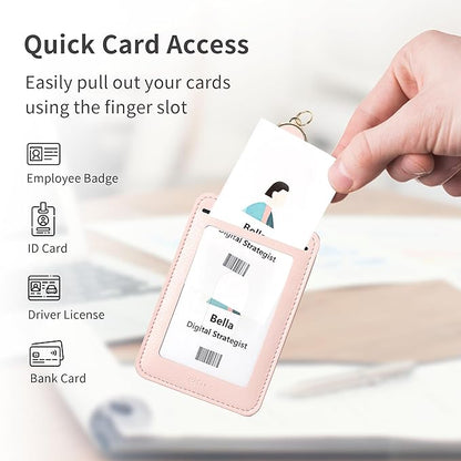 EKAX ID Badge Holder with Adjustable Lanyard & Retractable Badge Reel Clip, Double-Sided Card Holder for Office, Bus Pass, Student, Nurse, Police, Teacher-Lily White Flower