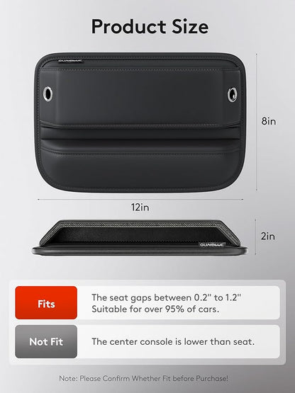 Car Seat Gap Filler with Sun Visor Organizer, Leather Seat Gap Organizer for Phone, Cards, Keys and Sunglasses, Front Seat Storage for Most Cars, SUVs and Trucks