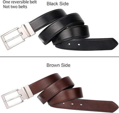 Lavemi Mens Belt Reversible 100% Italian Leather Dress Casual,One Reverse for 2 Colors,Trim to Fit