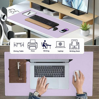 PU Leather Desk Pad Protector Gaming Mouse Pad Non Slip Desk Mat for Keyboard and Mouse Waterproof Desk Writing Pad for Office and Home Desk Accessories(Purple, 35.4 * 17.7)