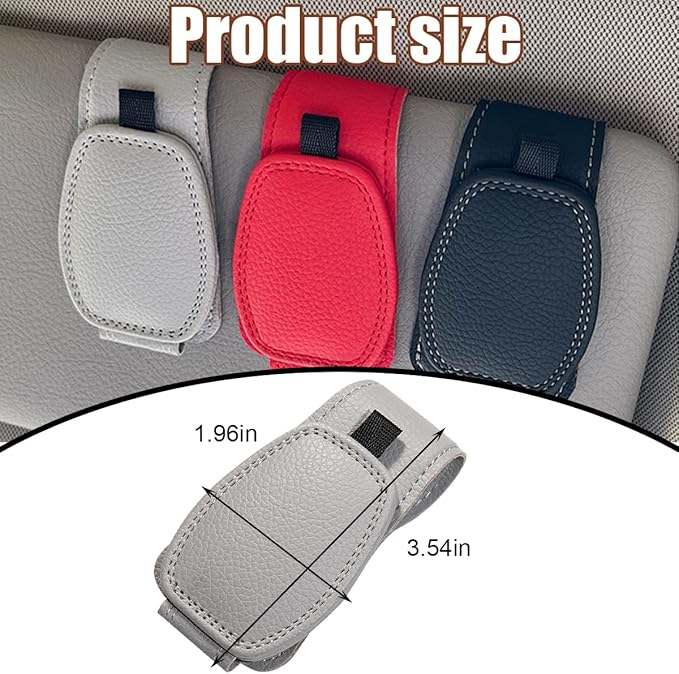 Zpana Sunglasses Holders for Car Sun Visor, Leather Magnetic Vehicle Sun Glasses Ticket Card Hanger Clip, Automotive Interior Eyeglass Mount Accessories, Universal for SUV Sedan Truck (Gray)