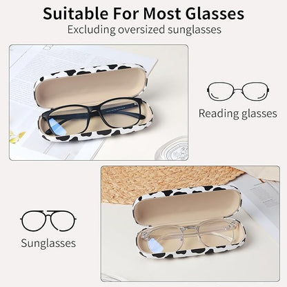 Glasses Case Hard Shell, Leather Protective Case for Sunglasses with Cleaning Cloth, Cute Eyeglass Cases for Women