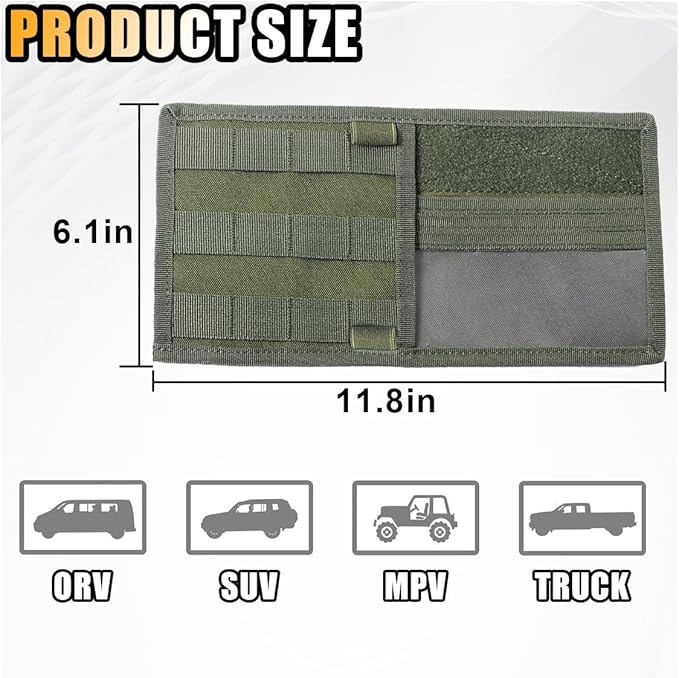 Molle Visor Panel Organizer, Sun Visor Tactical Storage Holder Pouch for Car SUV Truck, Nylon Sunshade Pocket With Velcro Strap for Pen Card Sunglass, Visor Accessories