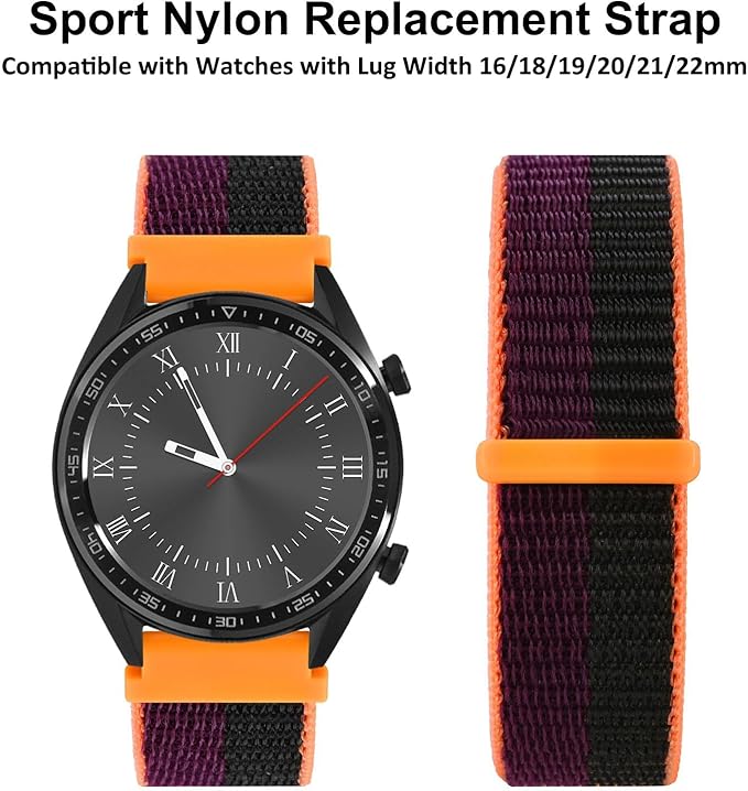 WOCCI 20mm Adjustable Nylon Watch Band, Quick Release Sport Loop Strap (Dark Berry)