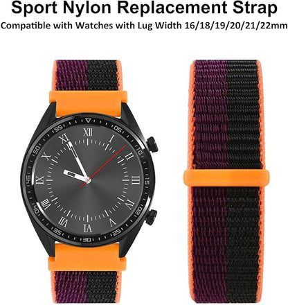 WOCCI 20mm Adjustable Nylon Watch Band, Quick Release Sport Loop Strap (Dark Berry)
