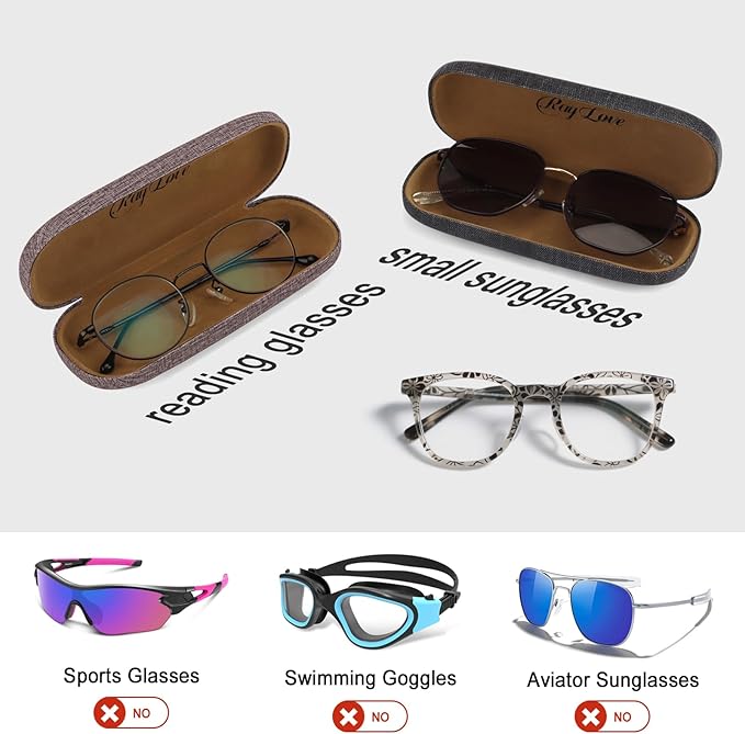RayLove 3-Pack Hard Shell Eyeglasses Case Large Reading Glasses Hard Case