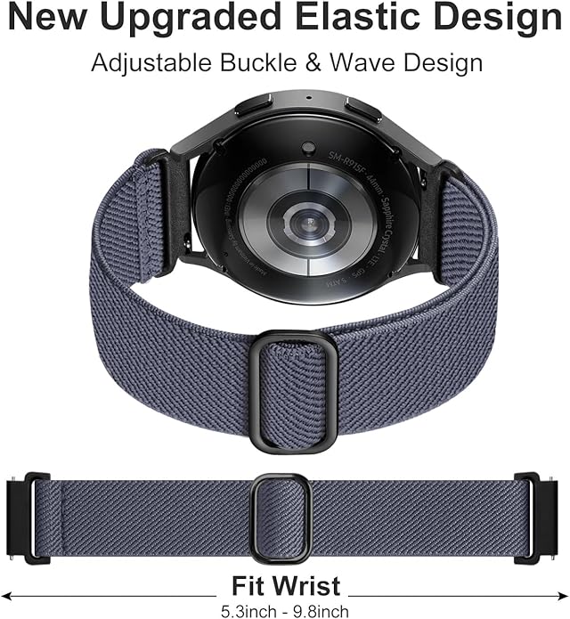 Lerobo Elastic Bands Compatible with Samsung Galaxy Watch 8 7 6 5 4 40mm 44mm/Galaxy Watch 8 Classic 6 4 Classic 43mm 47mm 42mm 46mm/5 Pro Band 45mm/Active 2,3 Pack 20mm Adjustable Nylon Sport Band