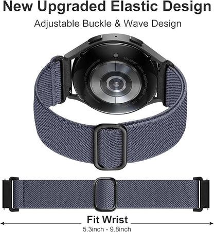 Lerobo Elastic Bands Compatible with Samsung Galaxy Watch 8 7 6 5 4 40mm 44mm/Galaxy Watch 8 Classic 6 4 Classic 43mm 47mm 42mm 46mm/5 Pro Band 45mm/Active 2,3 Pack 20mm Adjustable Nylon Sport Band