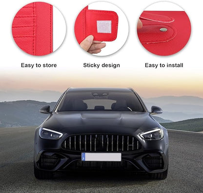 Dickno 2PCS Small Leather Car Sun Visor Organizer, Multifunctional Auto Visor Document Holder with Sunglasses Clip, Universal Car Interior Organizer for Drving License, Card, Pen (Red)