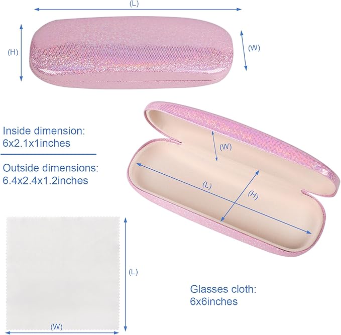 Joyberg Glasses Case, 2 Pack Eyeglass Case with Cleaning Cloth, Glasses Case Hard Shell Fits Most Glasses
