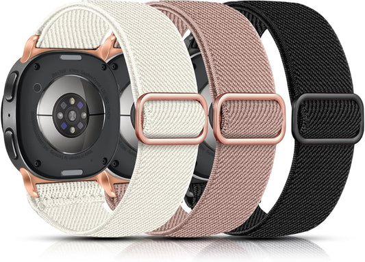 Lerobo Elastic Bands Compatible with Samsung Galaxy Watch 8 7 6 5 4 40mm 44mm/Galaxy Watch 8 Classic 6 4 Classic 43mm 47mm 42mm 46mm/5 Pro Band 45mm/Active 2,3 Pack 20mm Adjustable Nylon Sport Band