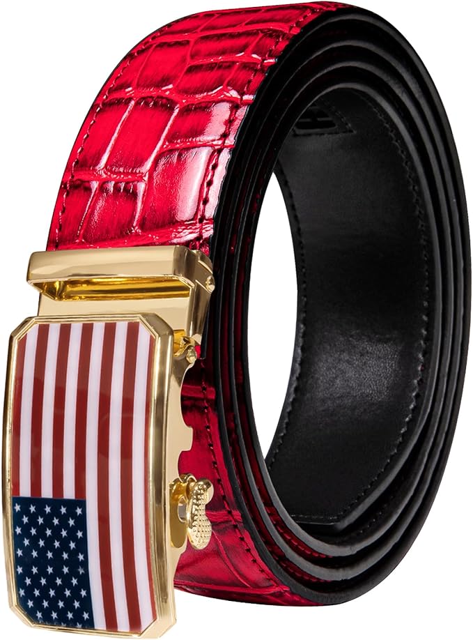 Dubulle Men's Ratchet Belt Gold/Black/Red/Green/Blue/White Automatic Buckle Business Casual Belt Gift - Adjustable Fit
