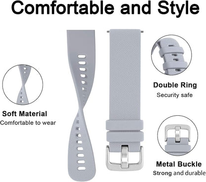 GEAK Compatible with Garmin Vivoactive 5 Watch Bands/Garmin Vivoactive 3 Watch Bands,20mm Silicone Band for Vivoactive 3 Music/Vivomove Sport,Forerunner 645/245 Music Smartwatch Women Men Light Gray