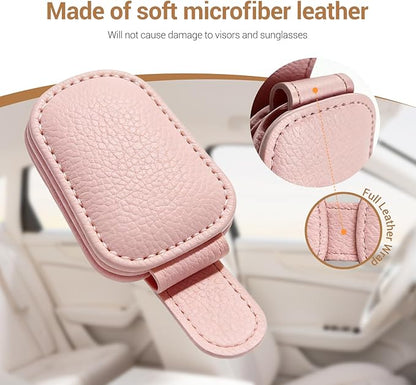 Sunglass Holder for Car Visor Clip, Teen Girl Car Essentials, Cute Pink Car Accessories for Women, Car Visor Magnetic Sunglasses Holder Clip (1, Pink)