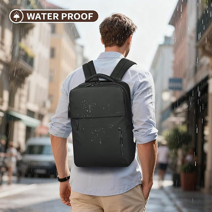 Lightweight 20L Commute Backpack for Men & Women, Water-Resistant Travel Daypack with 15.6-Inch Laptop Compartment & Anti-Theft Pockets, Black