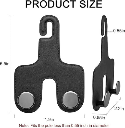 JESTOP Car Headrest Hook, Bags Hanger for Car, Leatehr Car Double Hooks for Purses and Bags, Car Hanger Storage Holder for Handbag Coat Umbrella, Car Inside Accessories