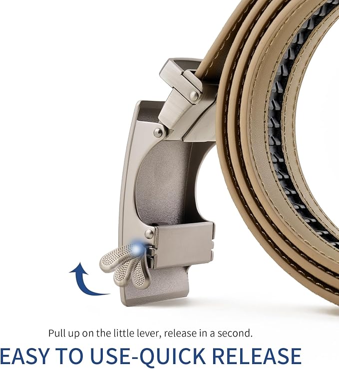 GAEKEAO Men's Belt Suede Leather Ratchet Belt for Men Micro-Adjustable Buckle for Dress, Casual & Everyday Wear, Trim to Fit