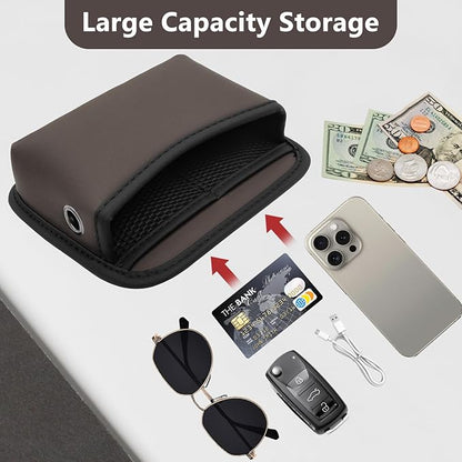 Car Seat Side Storage Pocket, Small Car Seat Organizers PU Leather Car Console Organizer Pocket Multifunctional Console Side Organizer Bag for Phone, Keys, Sunglass, Wallet (2Pack, Brown)