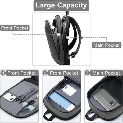 hk Business Backpack for Men 17 Inch,Slim & Expandable Waterproof Travel Laptop Backpack with USB Charger Port (Dark Grey)