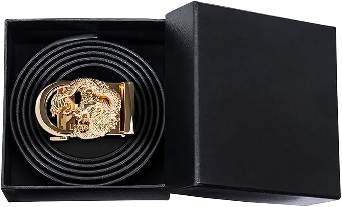 Barry.Wang Mens Belts Leather Ratchet Automatic Buckle Slide Click 1 3/8" Designer Dress Fashion Classic Casual Work Business