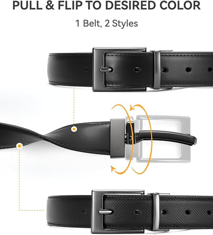 CHAOREN Reversible Belt Men 1 Piece - 1.25" Leather Dress Belt - Trim to Fit for Elegant Style