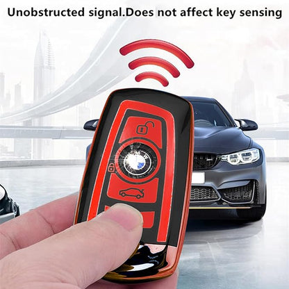 Creativity Suitable For BMW key fob cover. Advanced soft TPU key box is compatible with X1 X3 X4 X5 X6 1 2 4 5 6 7 M3 M5 M6 GT3 GT5 G30 F10 F15 F16 F20 key (Type A Red single Key Case)