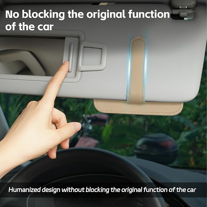 Car Sun Visor Organizer, Multi Pocket Small Vehicle Document Holder for Card Pen, Car Visor Sunglasses Holder, Auto Interior Accessories Pocket Organizer for Car Truck SUV (Beige)