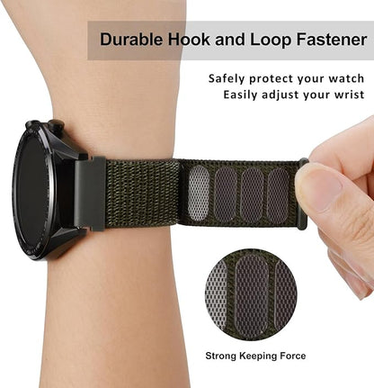 WOCCI 24mm Adjustable Nylon Watch Band, Quick Release Sport Loop Strap (Army Green)