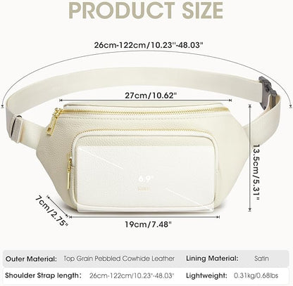 Kattee Fanny Packs for Women, Leather Crossbody Bags for Women Trendy, Small Belt Bag,Fashion Waist Packs with RFID Blocking, Beige