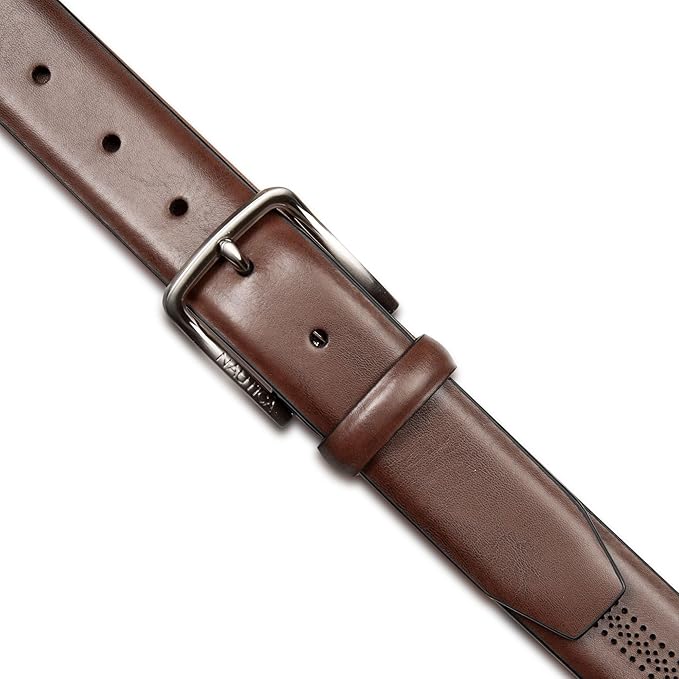 Nautica Men's Dress Leather Belt for Suits and Pants | Classic | Business | Fashion | Adjustable | Metal Buckle