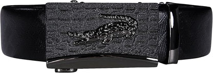 Dubulle Designer Ratchet Belt for Men Leather Fashion Adjustable Automatic Buckle Sliding Removable Dress Casual